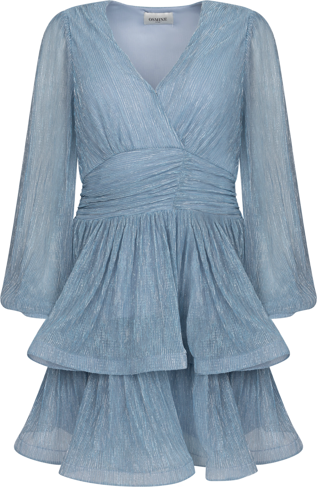 Jade Wave Plisse Dress - Light Blue