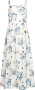 Vera Midi Dress - Cecile Floral - Pale Blue
