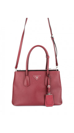 Prada Double Saffiano Medium Shoulder Bag - Red