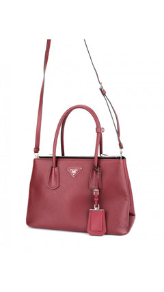 Prada Double Saffiano Medium Shoulder Bag - Red