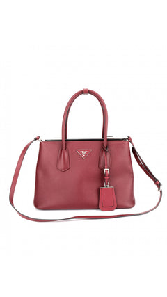 Prada Double Saffiano Medium Shoulder Bag - Red