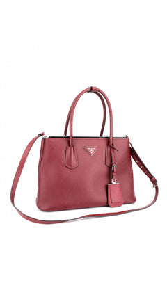 Prada Double Saffiano Medium Shoulder Bag - Red
