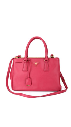 Prada Galleria Double Zip Saffiano Lux Tote - Pink
