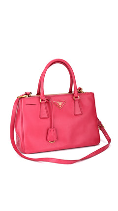 Prada Galleria Double Zip Saffiano Lux Tote - Pink