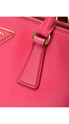 Prada Galleria Double Zip Saffiano Lux Tote - Pink