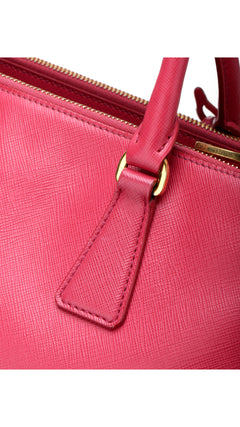 Prada Galleria Double Zip Saffiano Lux Tote - Pink