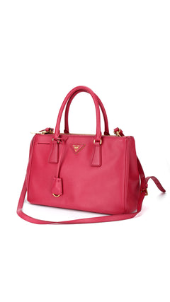 Prada Galleria Double Zip Saffiano Lux Tote - Pink