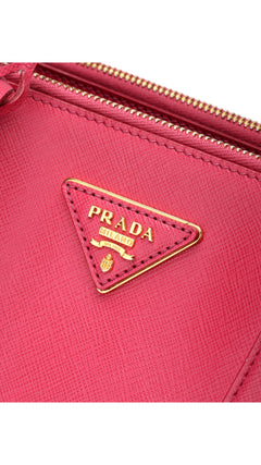 Prada Galleria Double Zip Saffiano Lux Tote - Pink