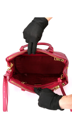 Prada Galleria Double Zip Saffiano Lux Tote - Pink