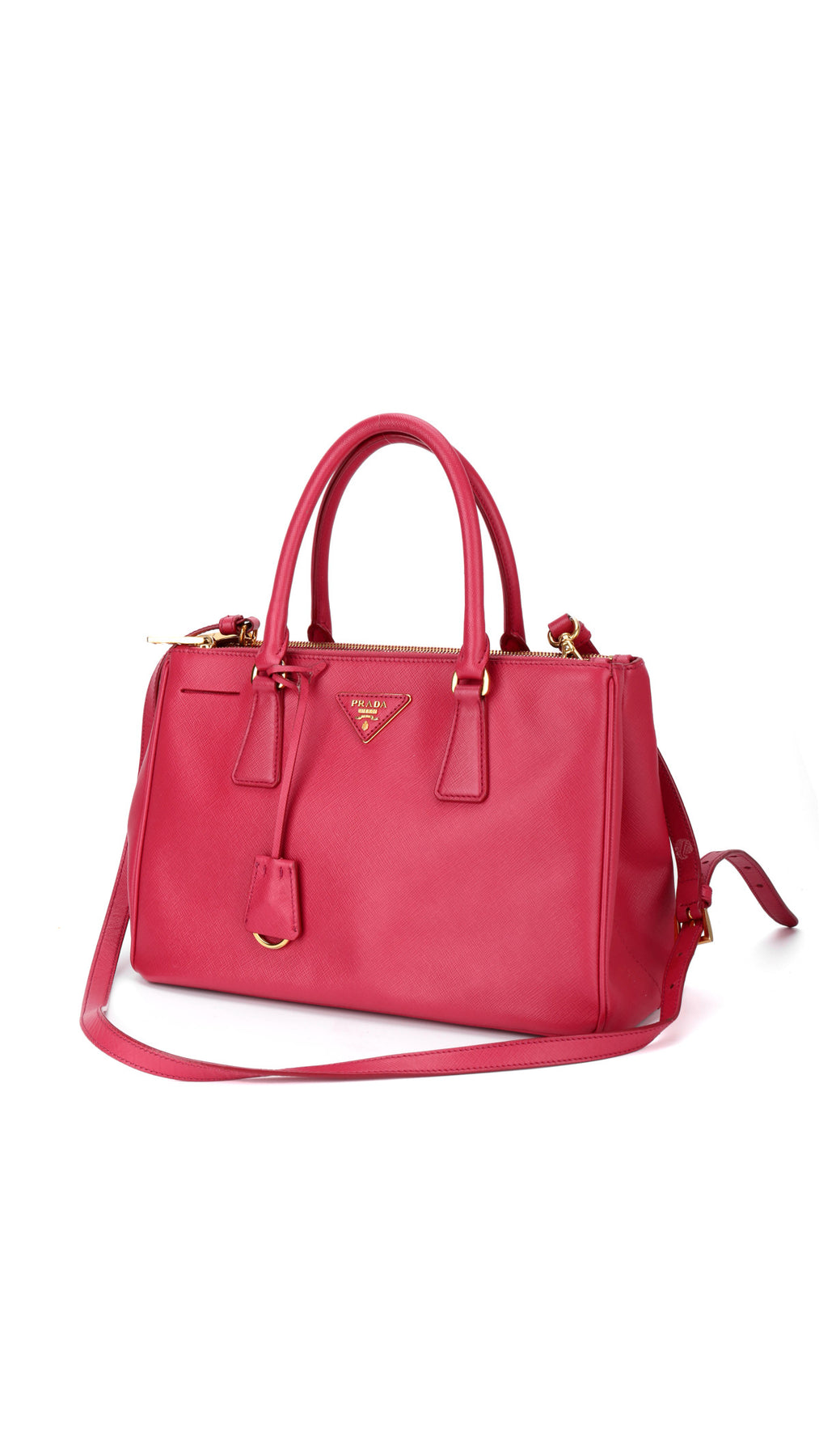 Prada Galleria Double Zip Saffiano Lux Tote - Pink