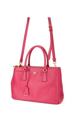 Prada Galleria Double Zip Saffiano Lux Tote - Pink