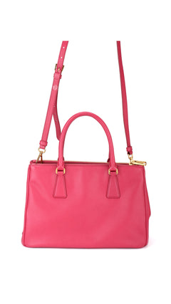 Prada Galleria Double Zip Saffiano Lux Tote - Pink