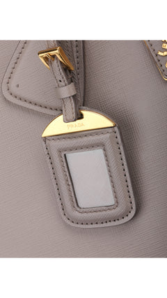 Prada Galleria Double Zip Tote Saffiano Bag - Grey/White