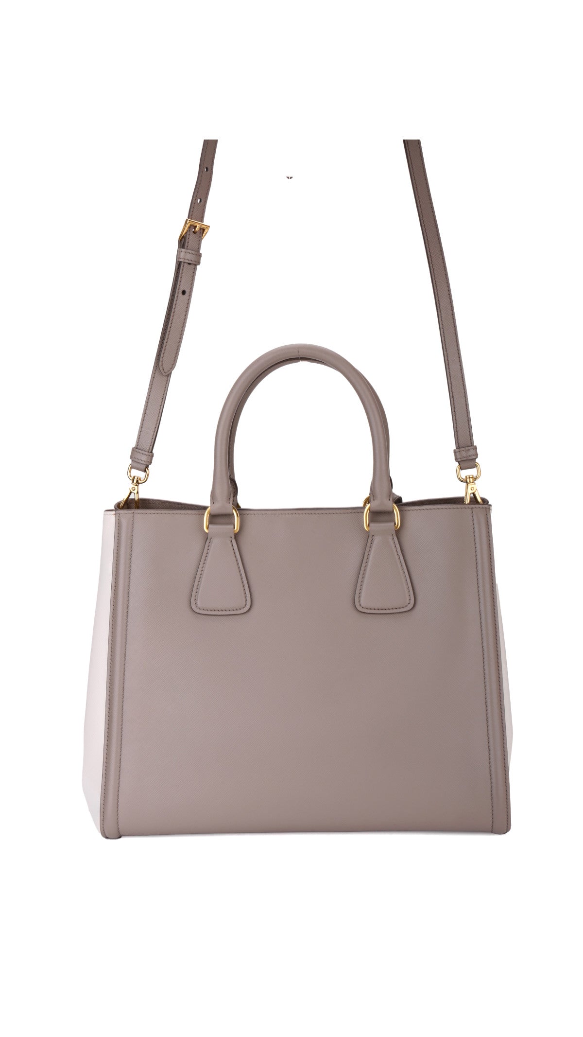 Prada Galleria Double Zip Tote Saffiano Bag - Grey/White