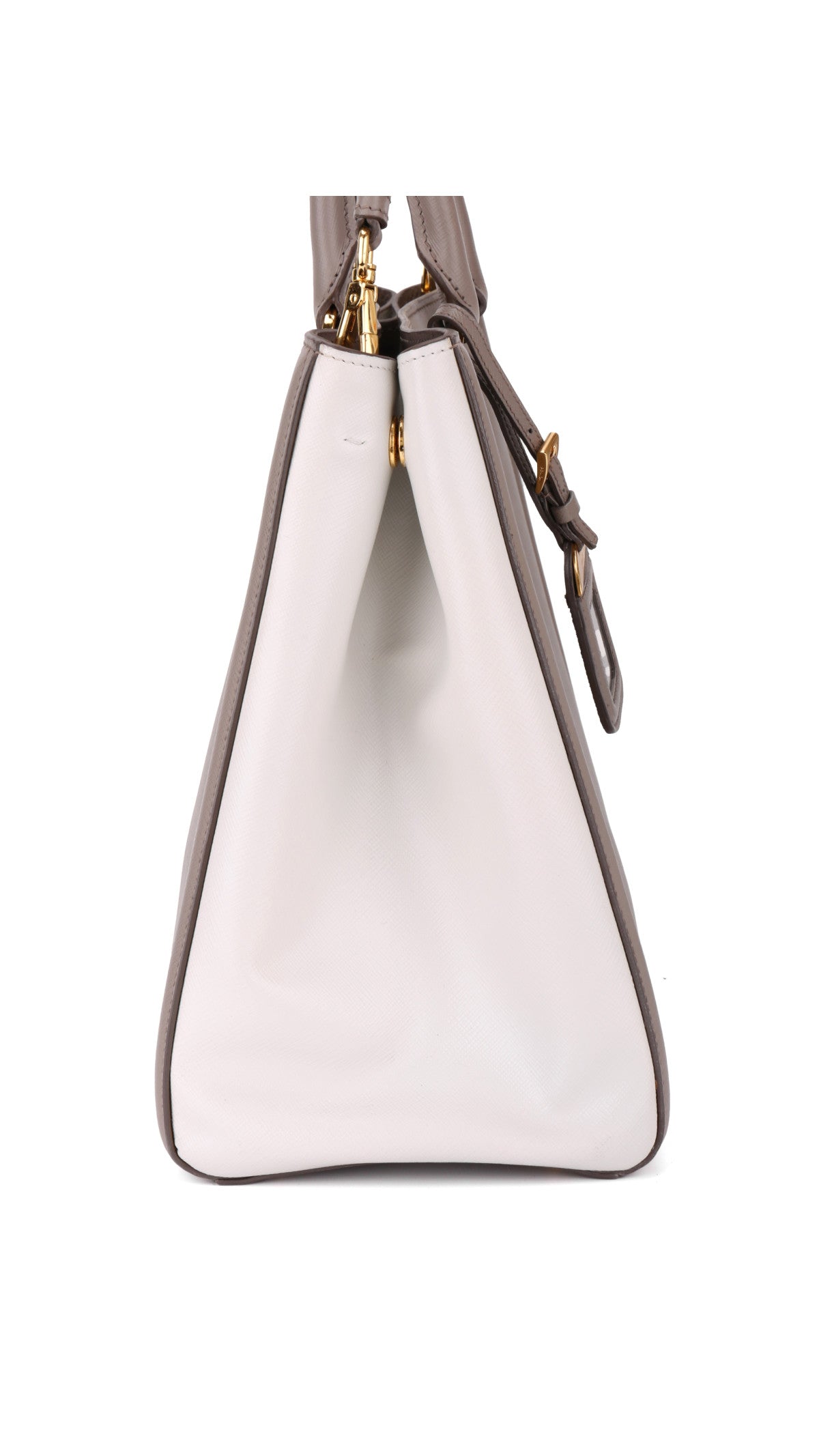 Prada Galleria Double Zip Tote Saffiano Bag - Grey/White