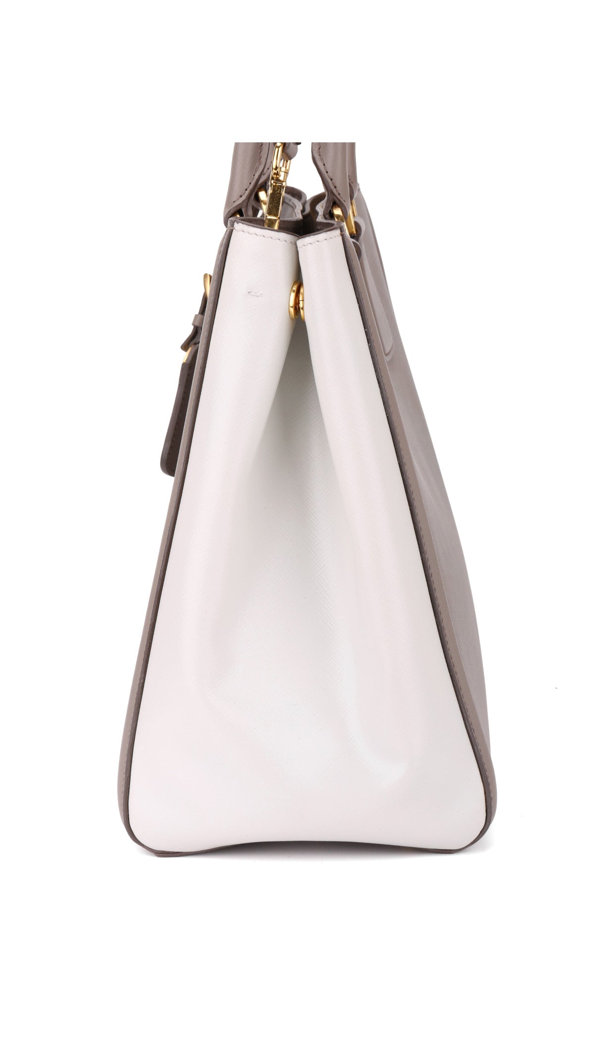 Prada Galleria Double Zip Tote Saffiano Bag - Grey/White