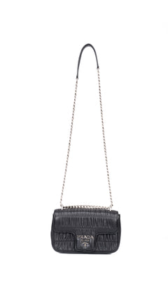 Prada Gaufre Chain Nappa Shoulder Bag - Black