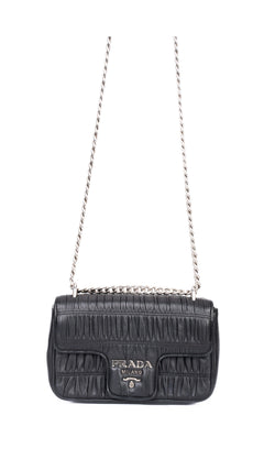 Prada Gaufre Chain Nappa Shoulder Bag - Black