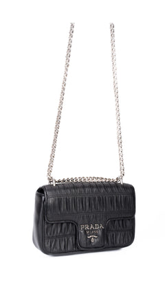 Prada Gaufre Chain Nappa Shoulder Bag - Black