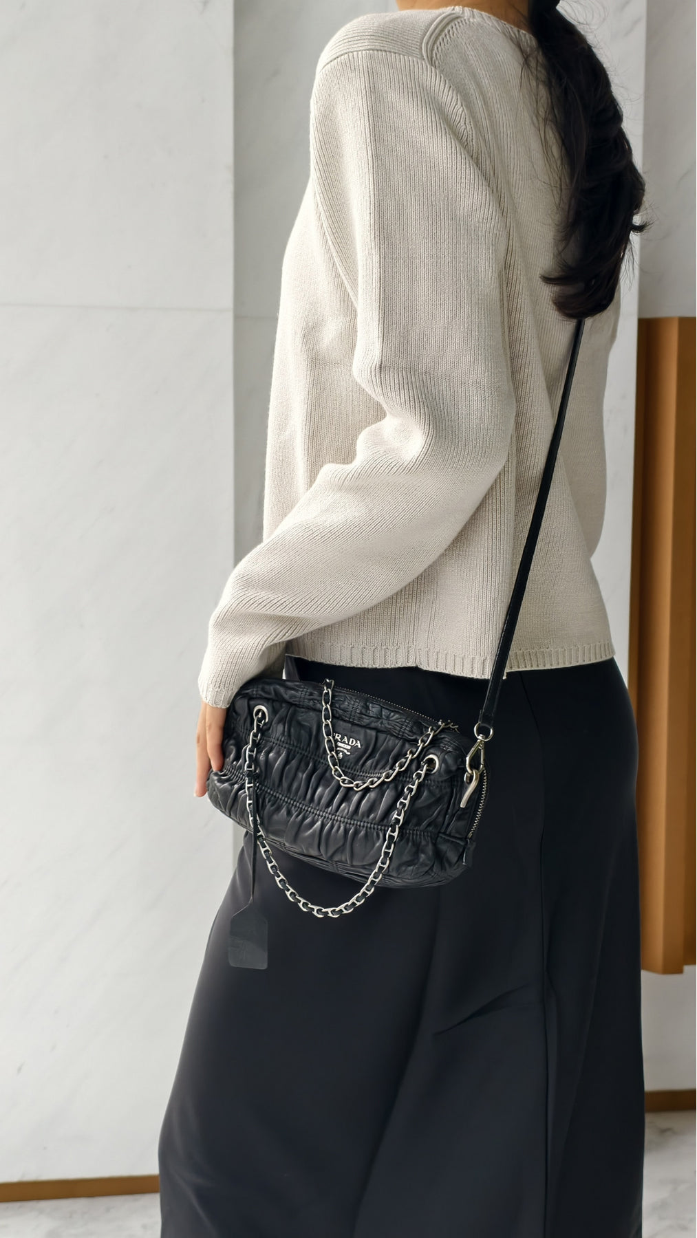 Prada Gaufre Shoulder Bag - Black