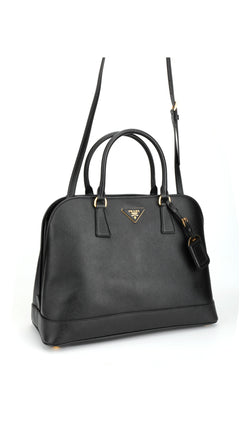 Prada Saffiano Lux Large Shoulder Bag - Black