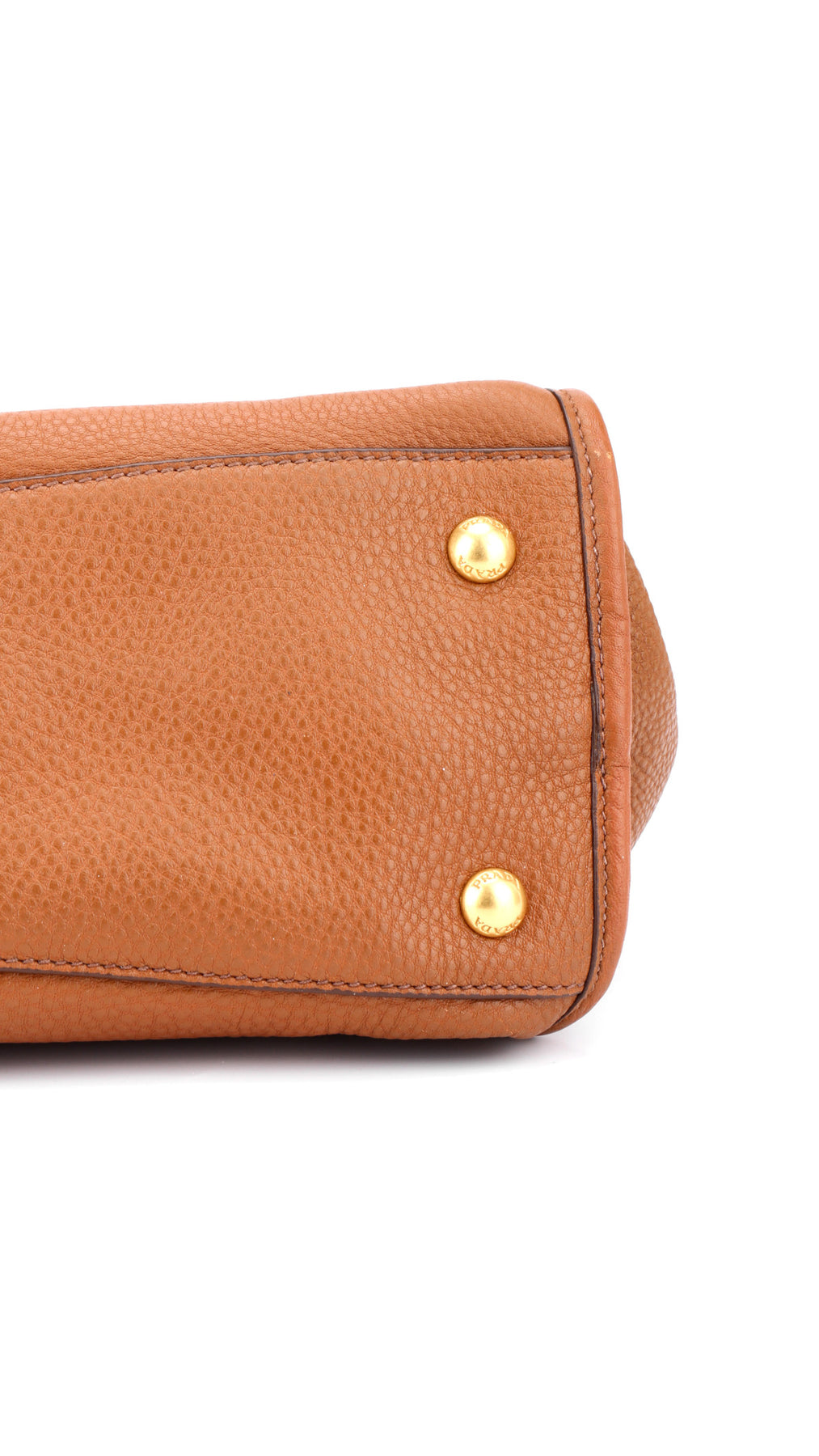 Prada Vitello Daino Front Zip Tote Shoulder Bag - Brown