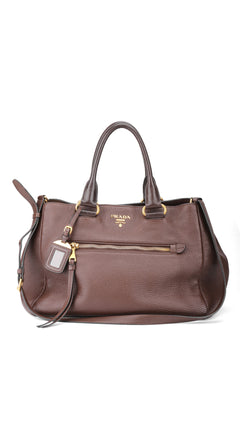 Prada Vitello Daino Tote Bag 2 - Brown