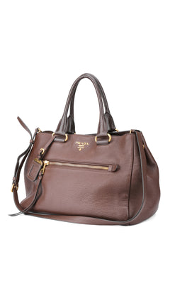 Prada Vitello Daino Tote Bag 2 - Brown