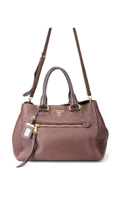Prada Vitello Daino Tote Bag 2 - Brown
