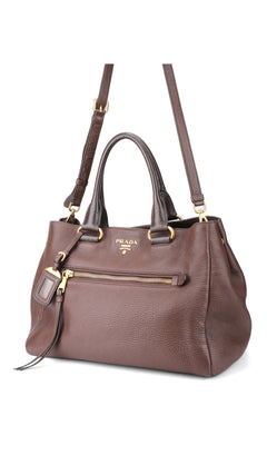 Prada Vitello Daino Tote Bag 2 - Brown