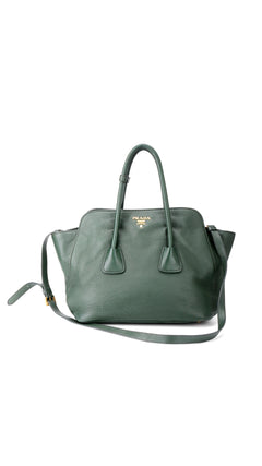 Prada Vitello Daino Tote Shoulder Bag - Green