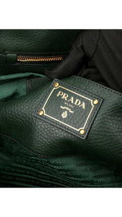 Prada Vitello Daino Tote Shoulder Bag - Green