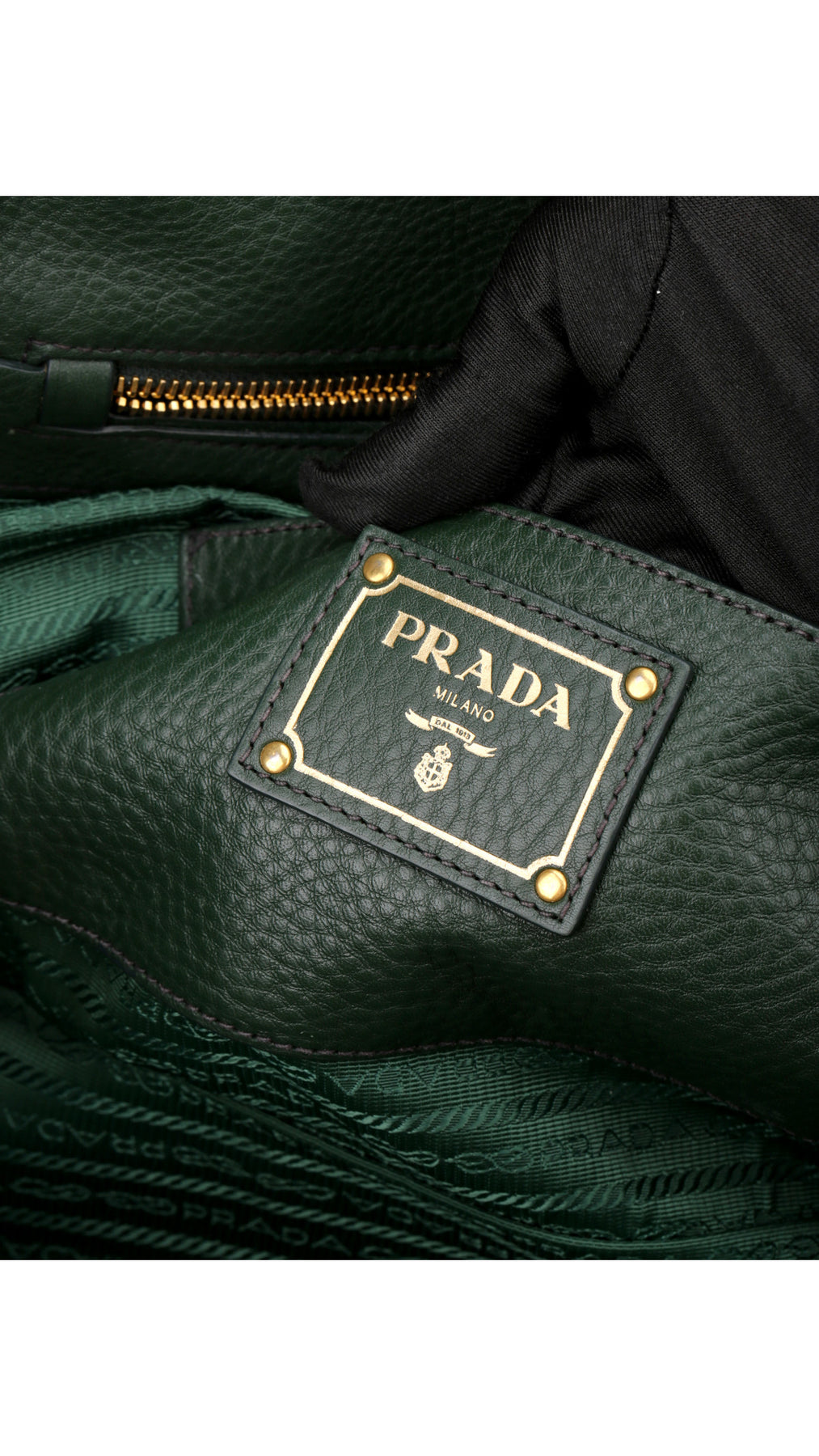 Prada Vitello Daino Tote Shoulder Bag - Green