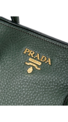 Prada Vitello Daino Tote Shoulder Bag - Green