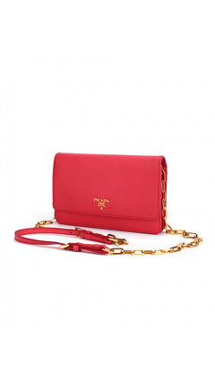 Prada Wallet On Chain Crossbody Bag - Coral Rose
