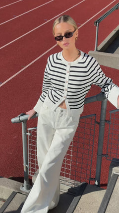 Pernille Knit Cardigan - Navy Striped