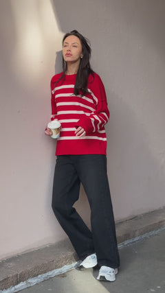Kayne Stripe - Red/Offwhite