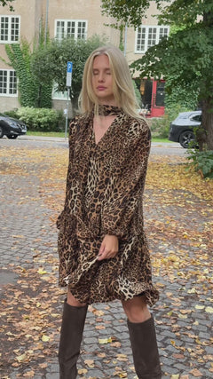 Jofrid Bow Mini Dress - Leopard