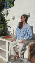 Emma Stripe Blouse - Blue