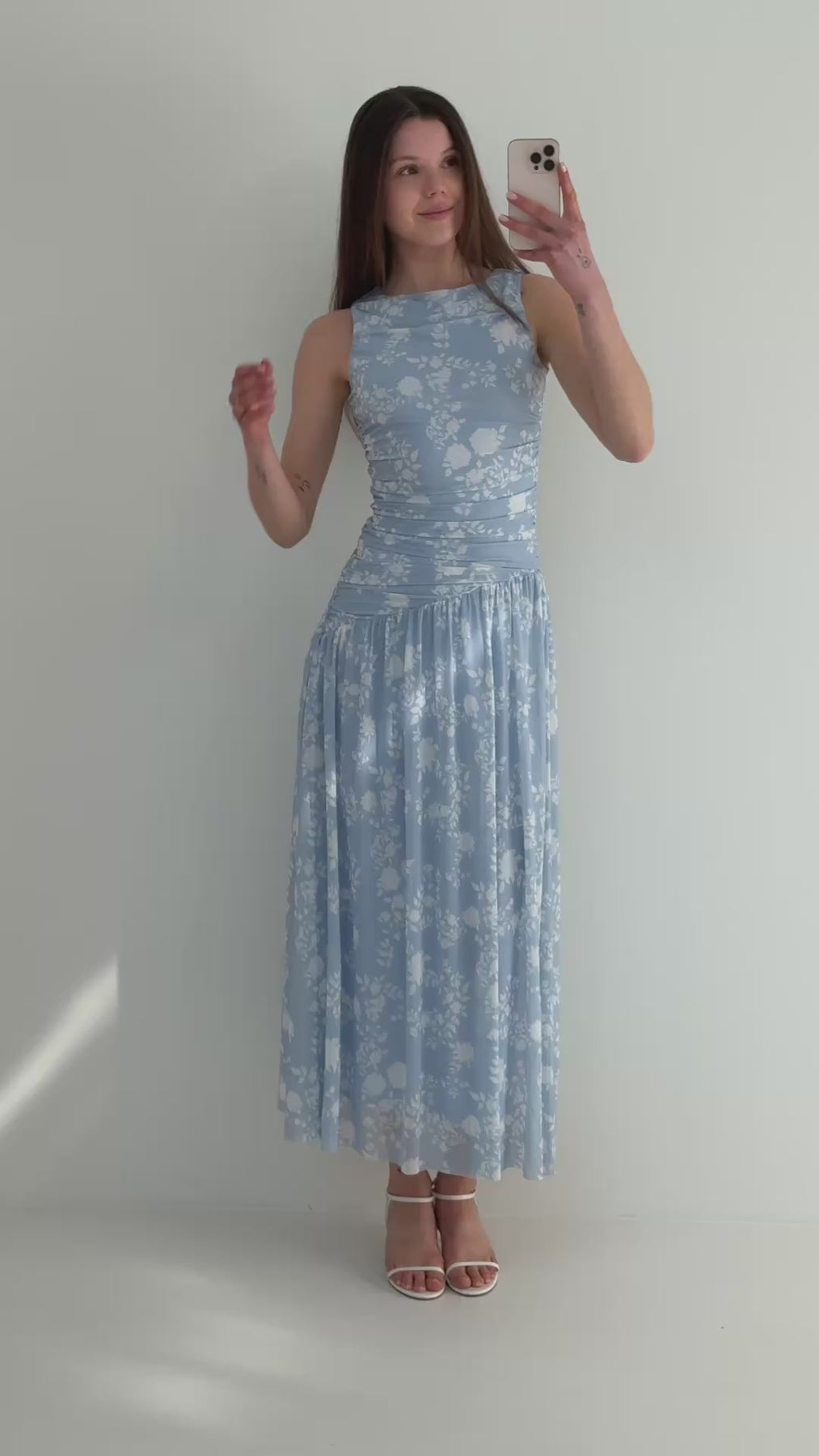 Mette Mesh Maxi Dress - Light Blue