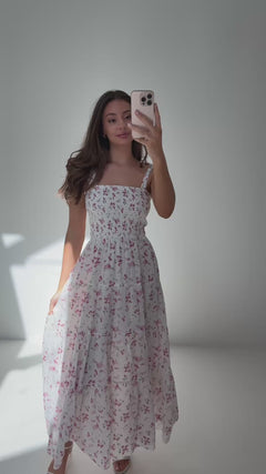 Magni Cotton Maxi Dress - Pink Floral