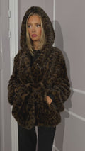 Fran Leo Faux Fur Jacket - Brown Leopard