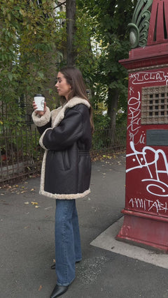 Marta Shearling  Jacket - Black/Creme