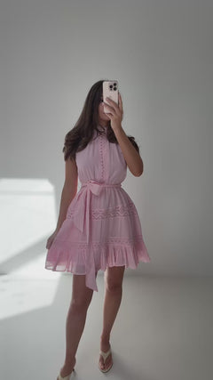 Mone Cotton Mini Dress - Light Pink