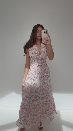 Leona Cotton Maxi Dress - Pink Floral