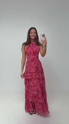 Ingalu Chiffon Maxi Dress - Pink