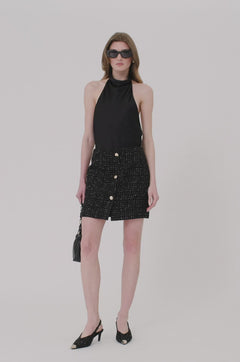 Mateo Skirt - Black And White Tweed