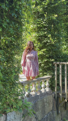 Liv Cord Flower Dress - Pink Flower