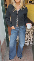 Sara Pearl Cardigan - Black