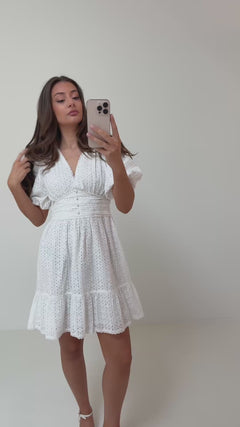 Nordis Embroidery Mini Dress - White